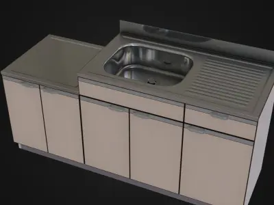 Moderately dirty Japanese Kitchen Counter 01 Low-poly 3D model
