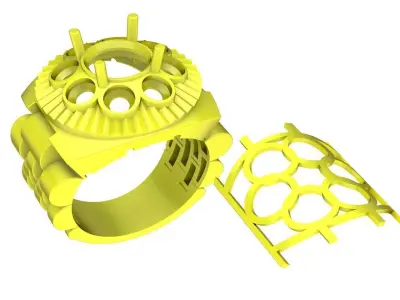 Luxury Halo Flower Diamond Ring for Men 3D Model 4331 3D print model