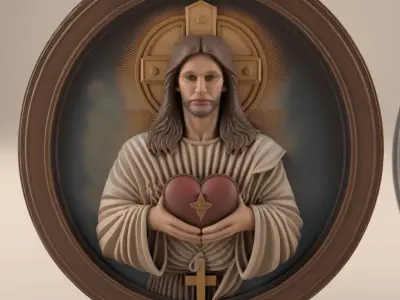 3D Jesus Heart Wall Art STL for Home Decor and Gifts 3D print model