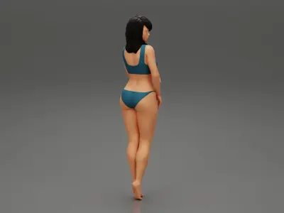 Girl in bikini standing 3D print model