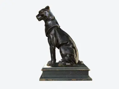 Big Cat Sculpture Low-poly 3D model