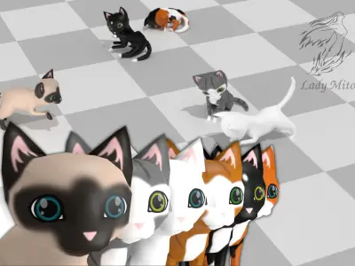Chibi cat v2 Low-poly 3D model