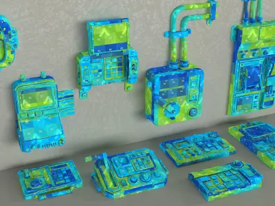 Control Panel 3 - 10 pieces Low-poly 3D model