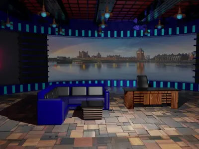 Talk Show TV Studio Low-poly 3D model