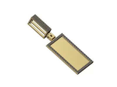 Diamond rectangular memory pendant with iced bail 3D print model