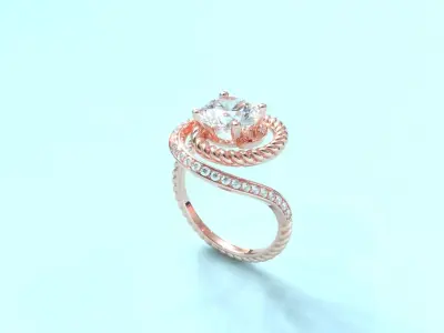 Twisted rope diamond ring - super cute 3D print model