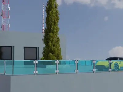 modern skyscraper showroom 3D model 3D model