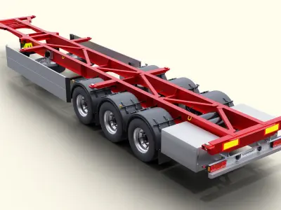 Semi Truck Cargo Container Trailer 40ft Low-poly 3D model