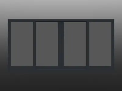 Aluminium Sliding Window 4 Panels 3D model