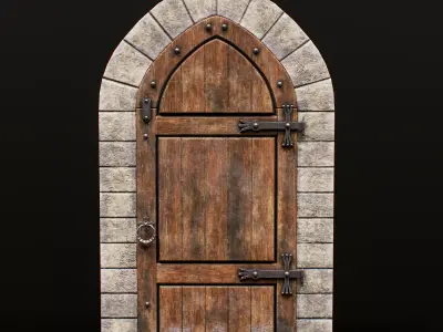 Medieval Door Pack 4 Doors With Bonus Archways Game Ready Low-poly 3D model
