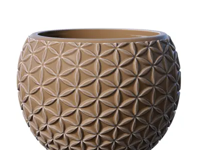 Decorative Floor Relief Flower Vase Urn Pot Planters Decoration 3D model
