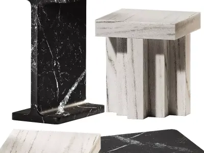 cb2 Scada side table IBeam side table marble 3D model