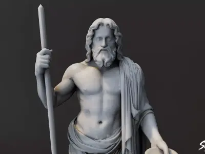 Zeus Statue  Low-poly 3D model