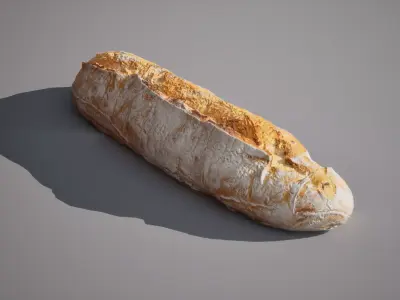 Baguette with olives 5K triangles 4K PBR textures Low-poly 3D model