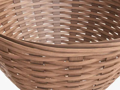 Wicker basket bowl with clipping path light brown 3D model