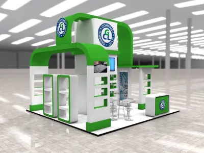 Exhibition Stand Booth stall 6x6m Height 500cm 4 Sides Open 3D model