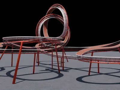 Stunt Track 3D Acrobatic Track Low-poly 3D model