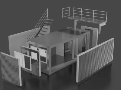 Office Container Set Low-poly 3D model