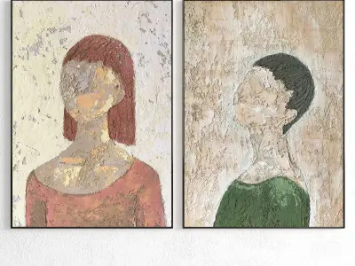 Plaster Two Photo Frame 294 Low-poly 3D model