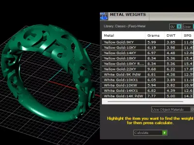 gold filigree ring 3D print model