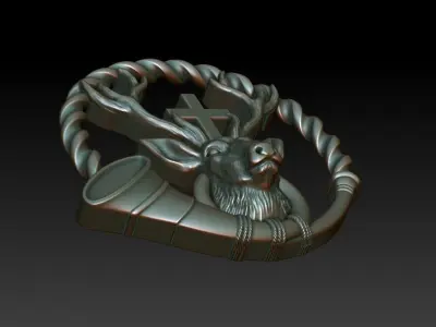 Deer with cross 3D print model