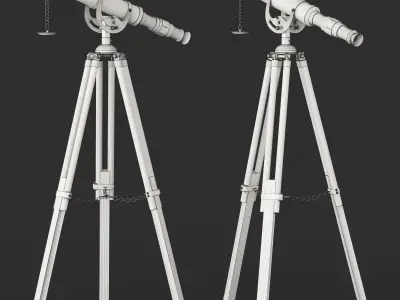 Vintage Antique Tripod Telescope 3D model