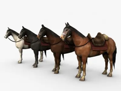 Horse with saddle 3D model