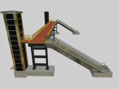 Steel Pedestrian Bridge-Elevator-Escalator-Straight Type-22 3D model