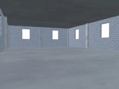 Under construction building Low-poly 3D model