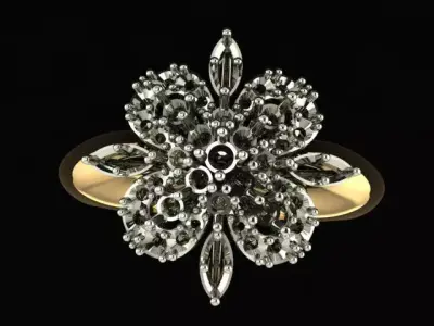Set flower ring and earrings 3D print model