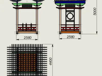 Pergola in Japanese-style 3D model