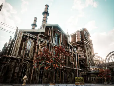 STEAMPUNK INDUSTRIAL BUILDING 3 Low-poly 3D model