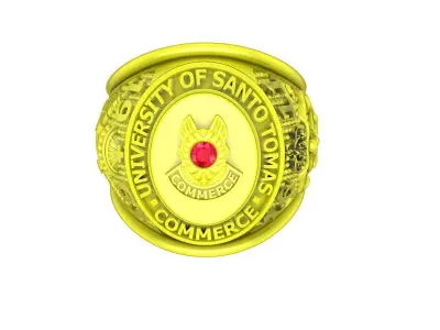 Luxury University Class Ring with Center Gemstone for Men 4940 3D print model