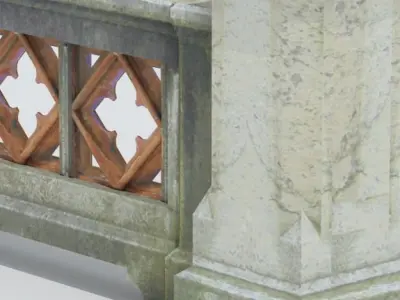 Balustrade stone railing 3D model