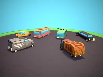 Public transport Low-poly 3D model