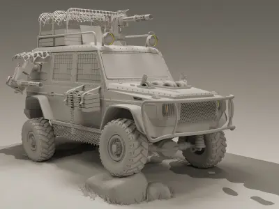Military 4X4 Low-poly 3D model