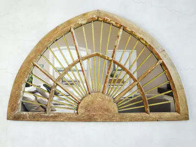Old Wood and Iron Window Mirror 3D model