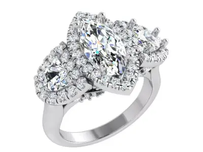 Marquise Halo Ring 3992 3D print model