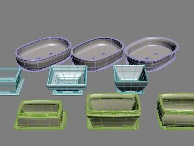 Bonsai pots Low-poly 3D model