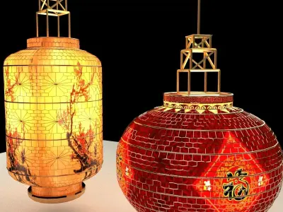 Chinese Red Lantern 3D model 28
