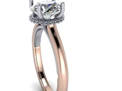 Modern Hidden halo Engagement Promise Wedding Ring 3D print model