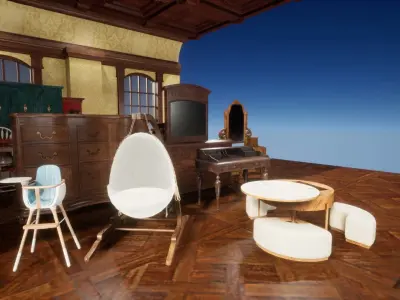 MEGA Furniture pack  Low-poly 3D model