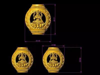 laxmi pendant earing gold 3D print model