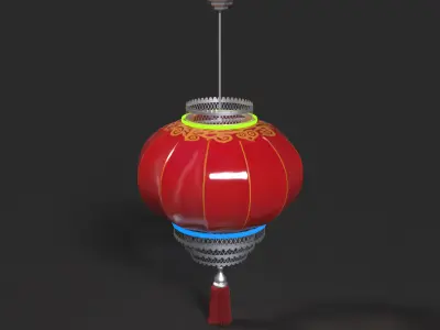Chinese red lantern  Low-poly 3D model get