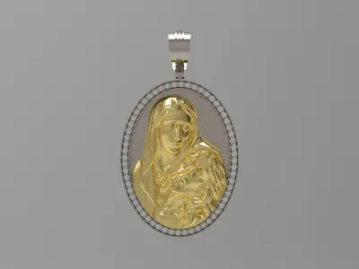 MOTHER MERY AND JESUS PENDANT N - 223 3D print model