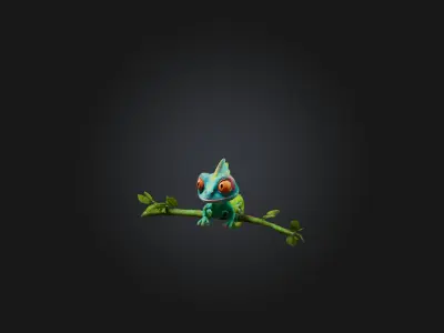 Cartoon Chameleon Low-poly 3D model purchase
