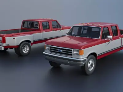 Pickup Truck F-350 Crew Cab Dually 1987 3D print model