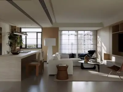 Mid Century interior scene 3D model