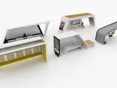 BUS STATIONS MODELS-2 5 MODELS 3D model