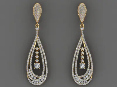 LUXURY MICROSETTING DIAMOND EARRINGS 3D print model
